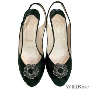 CHRISTIAN LOUBOUTIN Black Satin Fiorellino Heels